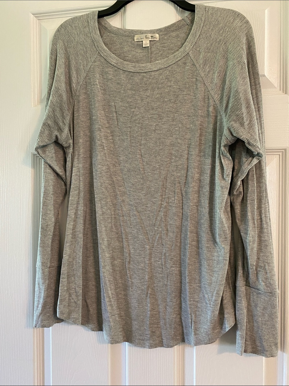 nine britton Heather Gray Ribbed Long Sleeve Tee